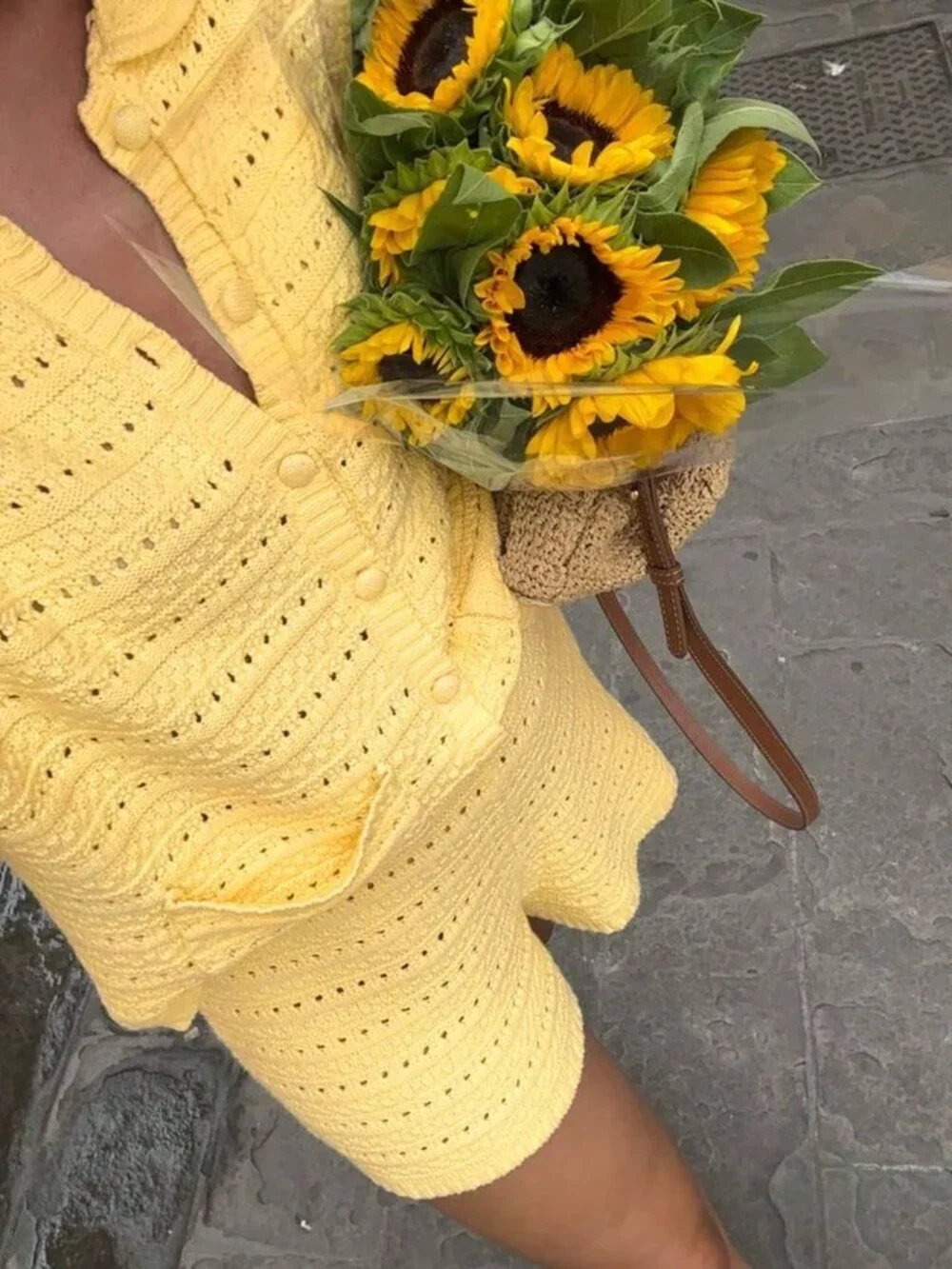 Yellow Casual Women's Knit Textured Cardigan and Shorts set